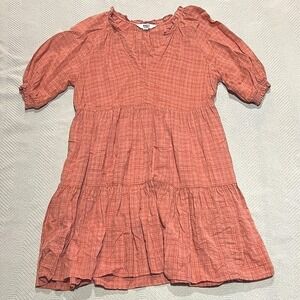 BB Dakota Coral Tiered Babydoll Mini Dress Size Small Gauzy Boho Steve Madden